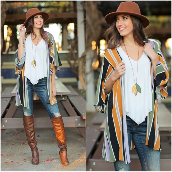 ✨LAST ONE✨Open Front Striped Cardigan - Picture 2 of 4